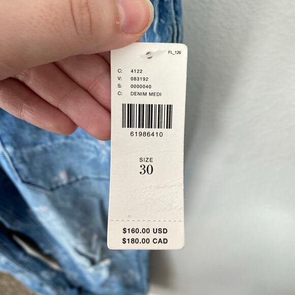 ANTHROPOLOGIE Pilcro Painters Denim Overalls Floral Shabby Chic Size 30 NWT New - Picture 8 of 13